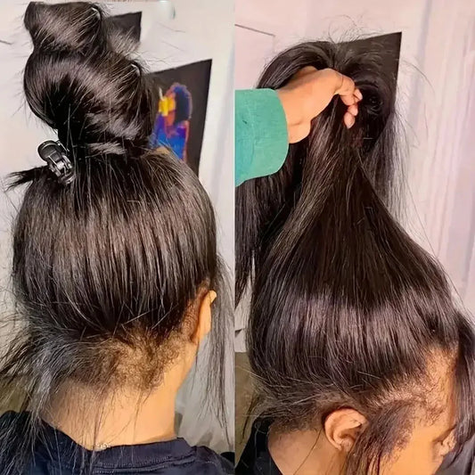Invisi Strap 360 Full Glueless Lace Front Wigs Human Hair HD Straight Lace Frontal Wig Pre Plucked Drawstring Wig for Women