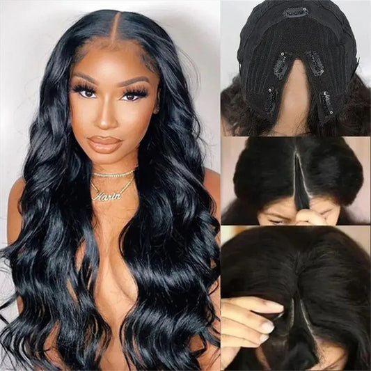16-34Inch U V Part Wig Human Hair Body Wave Glueless Wig Ready To Wear Remy Human Hair Wigs V Part Wig No Lace Wigs For Women