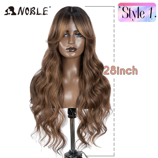Noble Synthetic Lace Front Wig Long Wavy Side Part Body Wavy Lace Front Wig For Women Lace Front Wig Ombre Blonde Cosplay Wig