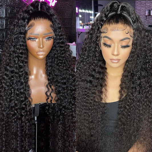 Deep Wave 13x4 HD Lace Frontal Wig 13x6 Human Hair Wigs For Women Brazilian Curly 360 Full Lace Human Hair Wig Pre Plucked 40 In