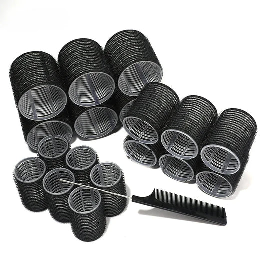28pcs/Set Hair Roller Sets 18pcs Plastic Self Grip Hair Curlers 3 Sizes Hair Rollers 10pcs Metal Clips DIY Hairdressing Tools