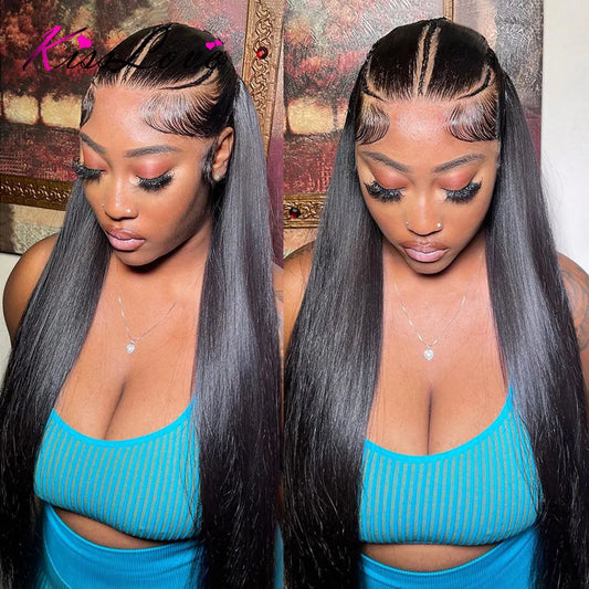 KissLove Straight Pre Braided Lace Front Wig Ready To Go Wigs Invisible HD Lace Frontal Wig Human Hair Pre Everything Done Wigs