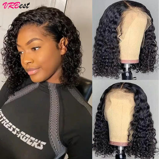 13X4 Lace Frontal Bob Wig for Women Water Wave Short Bob Wig Human Hair Full Lace Front Wig Deep Wave Curly Human Hair Wigs