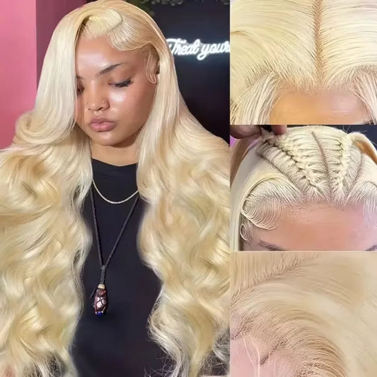Blonde Body Wave Lace Front Wig HD Transparent 13x4 13x6 Frontal Human Hair 613 Pre Plucked Full Frontal Wigs 200% 40 50 Inch