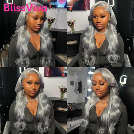 Body Wave Ash Grey Lace Front Wigs Human Hair Blonde 613 Lace Front Wigs 13x6 Remy Brazilian Silver Gray Colored Human Hair Wigs
