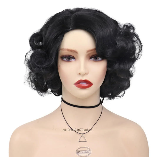 Synthetic Blue Short Big Curly Wigs for Women Girls Layered Wavy Bob Wig Cosplay Carnival Party Costume Halloween Lolita Wigs