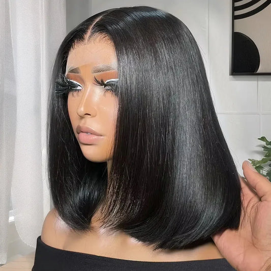 250 Density Short Bob Straight 12 14 16 18 Inch Lace Front Wig 13x6 HD Black Lace Frontal Wigs 13x4 Human Hair Natural Brazilian