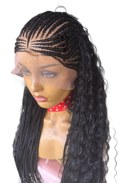B4- Fulani Braided/ Feed in Lace Wig with Wavy Hair Preorder available