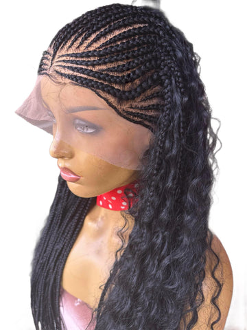 B4- Fulani Braided/ Feed in Lace Wig with Wavy Hair Preorder available