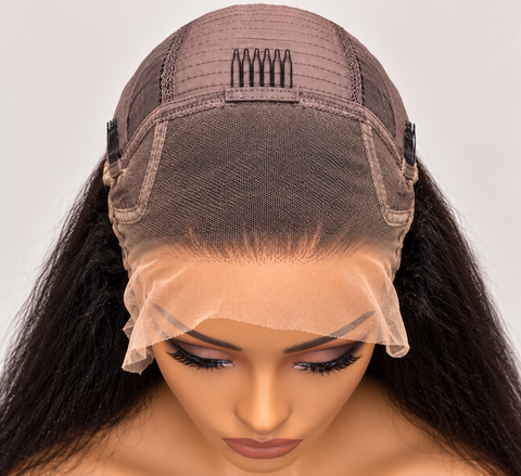 Kinky Straight HD Lace Virgin Human Hair Wig – Pre-Plucked, 250–300% Density