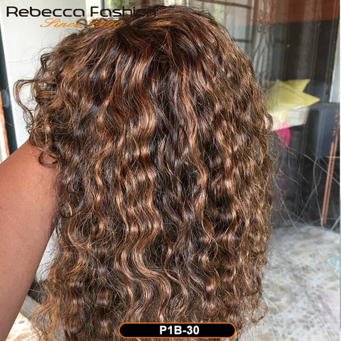 Jerry Curly Short Pixie Bob Cut Human Hair Wigs With Bang Honey Blonde Ombre Color For Black Women Remy Hair Full Machine Made