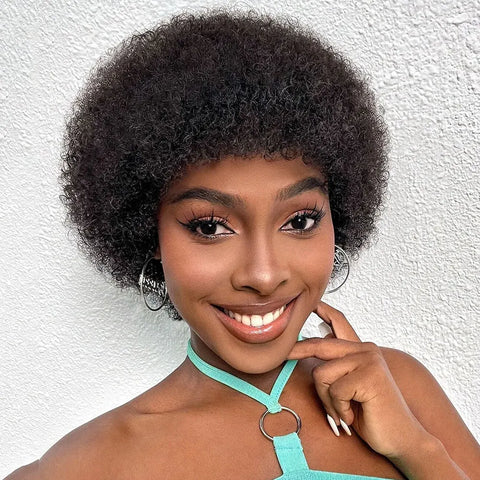 Afro Kinky Curly Highlight Wig Human Hair Ombre Brown Blonde Kinky Curly Afro Human Hair Wigs for Women Cosplay Full Machine Wig