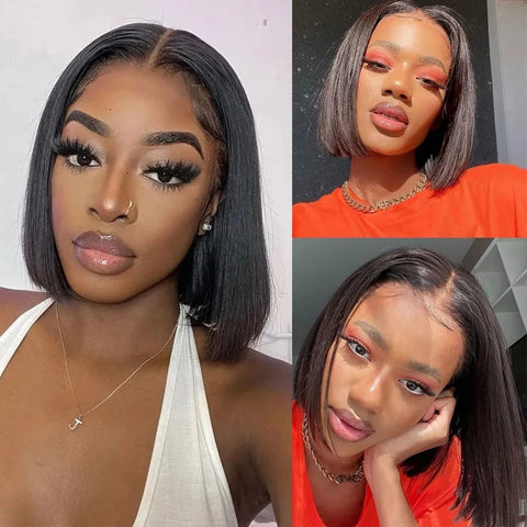 Wear And Go Glueless Wig 7x6 Bone Straight Lace Frontal Wig Human Hair Pre plucked 13x4 Transparent Lace Front Wig 180%
