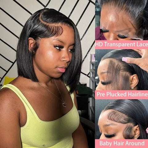 Bob Wig Human Hair Lace Front Wigs Human Hair 100% Human Hair Wigs Hd Transparent 13X4 Straight Lace Frontal Bob Wigs Cheap wigs