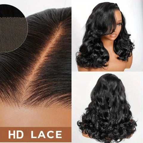 200% Density Human Hair Bob Wig Pre-Plucked Pre-Cut 13x4 HD Lace Closure Natural Black Color Elegant Hairstyle