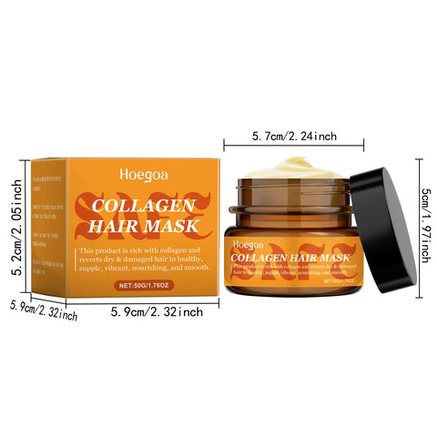 Hoegoa Collagen Repair Hair Mask Deep Moisturizing Reduce Frizz and Trangle Restoring Shine Repair Breakage Nourishing Hair Mask