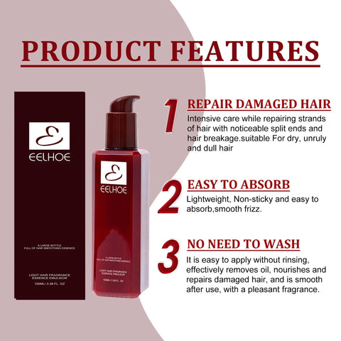 Eelhoe 100ml Hair Smoothing Conditioner Keratin Leave In Improve Dryness Curly Anti Frizz Repair Hair Damage Nourish Scalp Serum