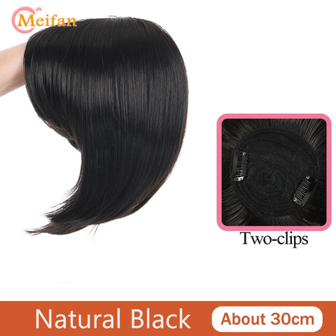 MEIFAN Synthetic Middle Part Topper Hairpiece with Bangs Clip-In Bangs Extension Natural Invisible Clourse Hairpiece for Women