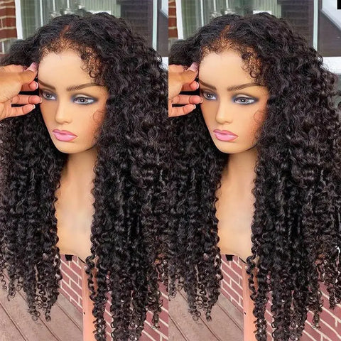 250 Density 13x6 Hd Afro Kinky Curly Wig 100% Human Hair 13x4 4c Edges Frontal Deep Wave Curly Lace Front Wigs For Women on sale
