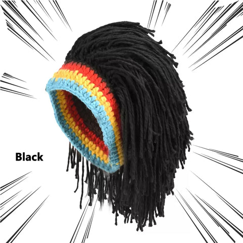 LUPU Synthetic Rasta Wig Hair Cap Beanie Hat Jamaica Rasta Handmade Cap Reggae Dreadlocks African Roots Wig Funny Bob Marley