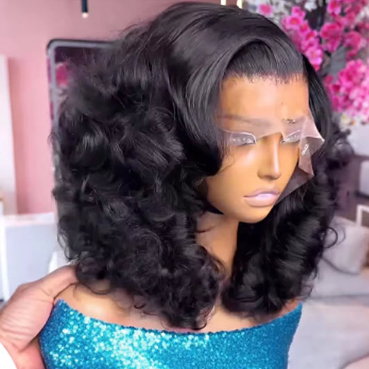 Body Wave Short Bob 13x6 Transparent Lace Front Human HairWigs 13x4 HD Pre Plucked Lace Frontal Wig For Women 200%