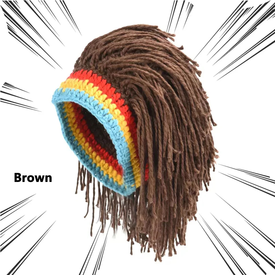 LUPU Synthetic Rasta Wig Hair Cap Beanie Hat Jamaica Rasta Handmade Cap Reggae Dreadlocks African Roots Wig Funny Bob Marley