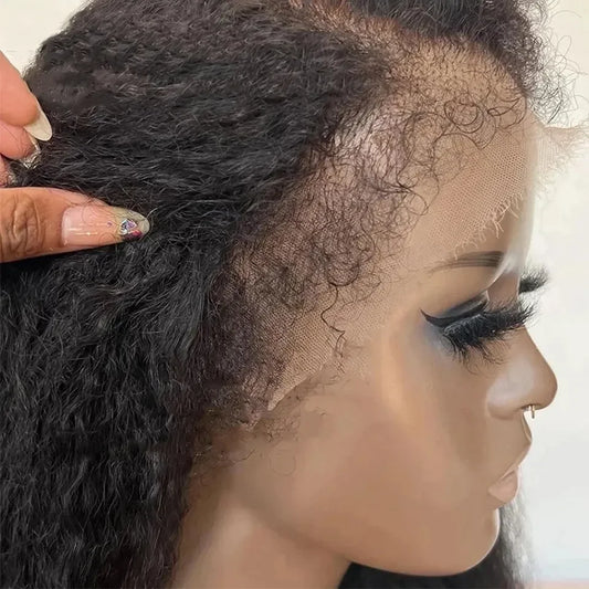 4C Edges Afro Wig Kinky Curly 13x6 HD Lace Frontal Wig 100% Curly Glueless Wig Human Hair 250%13x4 HD Lace Front Human Hair Wigs