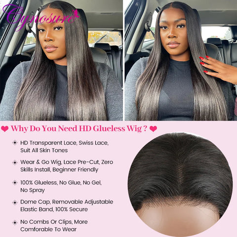Cynosure 13x4 HD Lace Frontal Wig Pre Cut Glueless Wig Human Hair Ready to Wear Brazilian Straight Lace Front Human Hair Wigs
