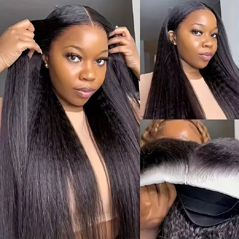 Kinky Straight 13x4 Lace Front Wigs Human Hair For Women Brazilian 4x4 Transparent Lace Closure Wigs Yaki Human Hair Wigs