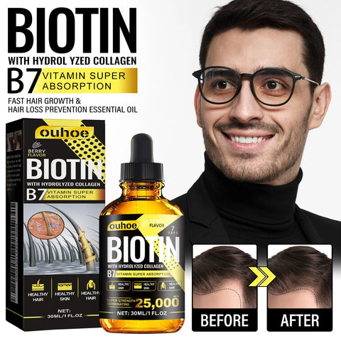 Ouhoe 30ml Collagen B7 Vitamin Hair Care Essential Oil Anti Hair Loss Moisture Repair Baldness Scalp Care Hair Growth Serum Oil