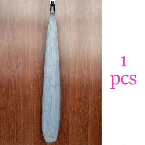 Synthetic 28Inch Long Straight Ponytail Purple DIY Braided Ponytail With Rubber Band Halloween Hair Accessories For Woman