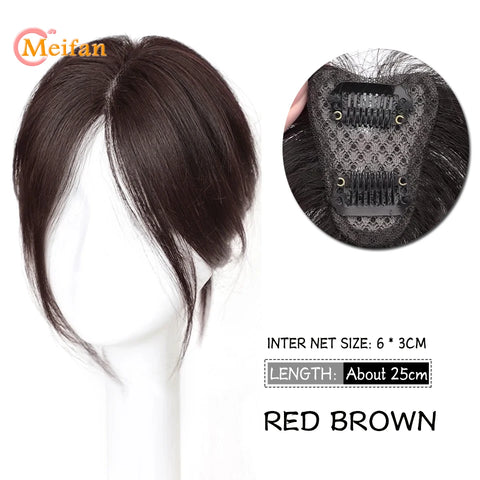 MEIFAN Synthetic Middle Part Topper Hairpiece with Bangs Clip-In Bangs Extension Natural Invisible Clourse Hairpiece for Women