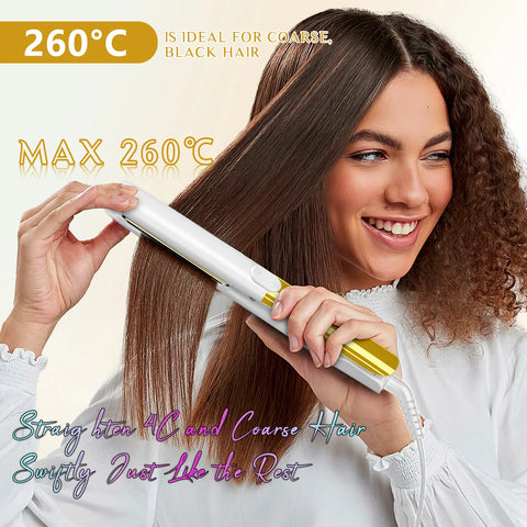 RUCHA Mirror Titanium Plate Hair Flat Iron with Plasma Keratin Treatment for Frizzy Hair Recovers the Damaged Hair Straightener