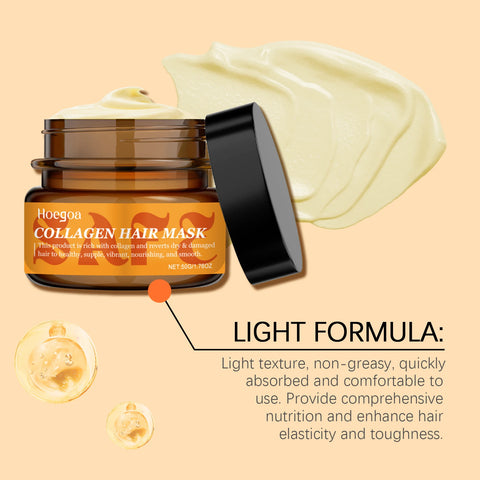 Hoegoa Collagen Repair Hair Mask Deep Moisturizing Reduce Frizz and Trangle Restoring Shine Repair Breakage Nourishing Hair Mask