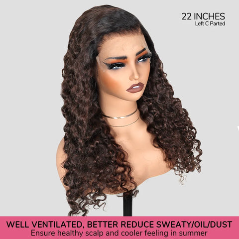 7x6 Chestnut Brown Highlights PartingMax Glueless Wig Straight Body Wave Water Wave Burmese Curly Closure HD Lace Long Curly Wig