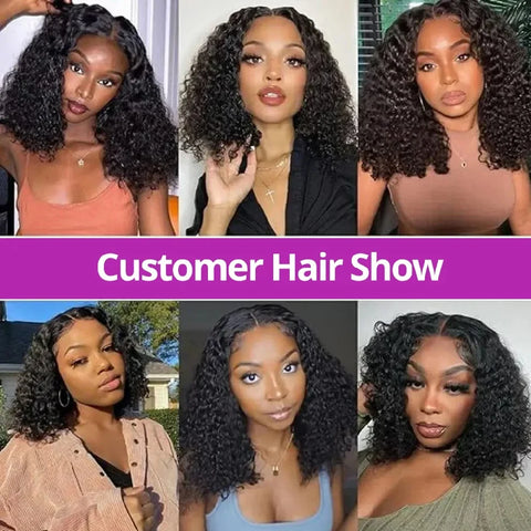 Curly Bob Wig Human Hair Glueless 13x4 Lace Front Wigs 250% Density Mongolian HD Kinky Curly Bob Lace Frontal Wigs Wet and Wavy