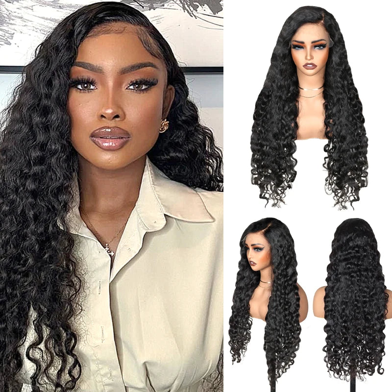 PartingMax Water Wave 7x6 Lace Glueless Wigs Prebleached HD Lace Frontal Wig Bleached Knots Swiss Lace Closure Wig with Babyhair