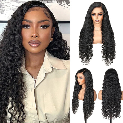 PartingMax Water Wave 7x6 Lace Glueless Wigs Prebleached HD Lace Frontal Wig Bleached Knots Swiss Lace Closure Wig with Babyhair