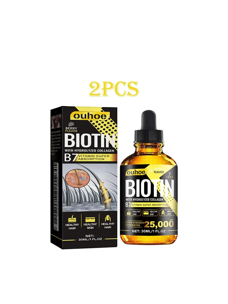 Ouhoe 30ml Collagen B7 Vitamin Hair Care Essential Oil Anti Hair Loss Moisture Repair Baldness Scalp Care Hair Growth Serum Oil