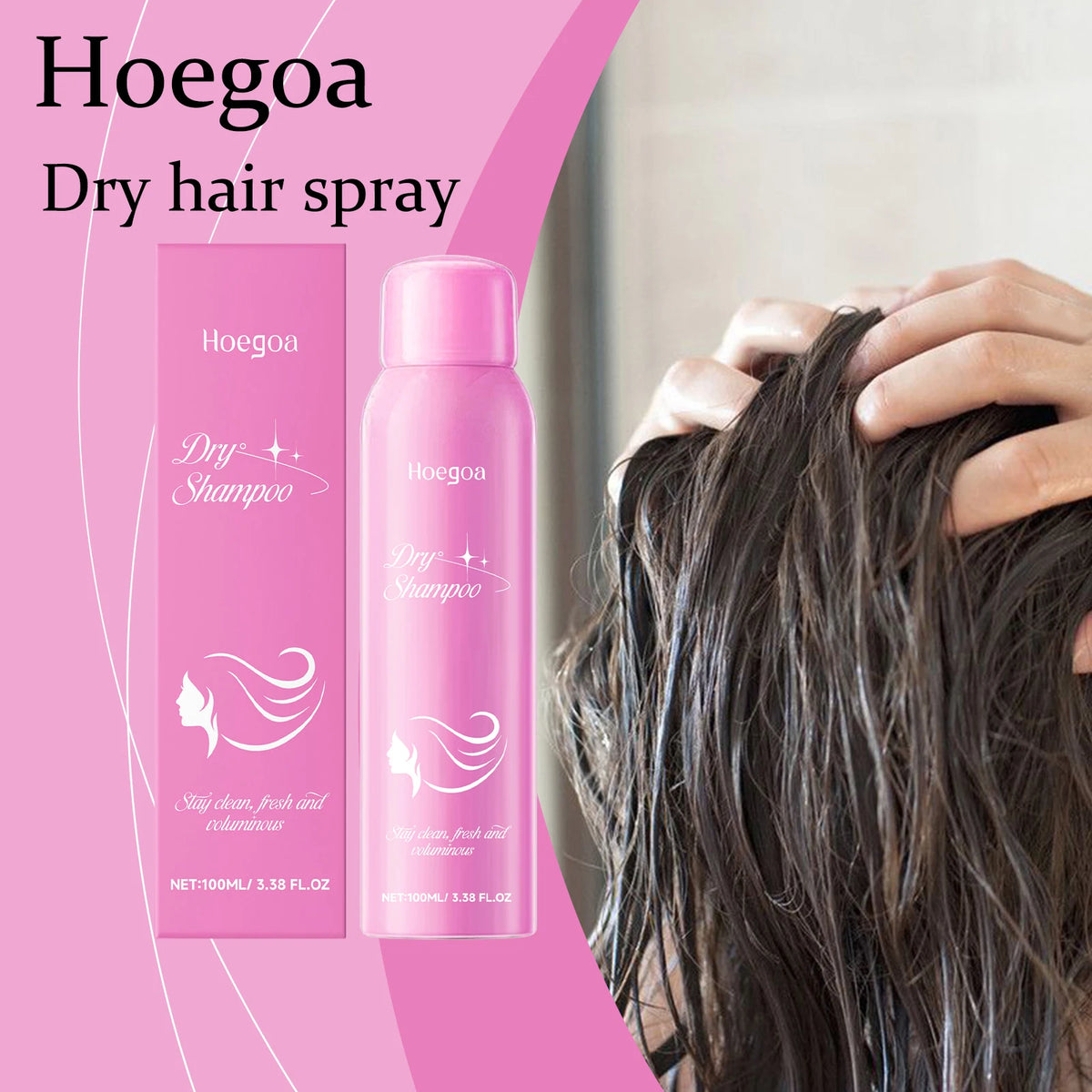 Hoegoa Hair Dry Shampoo Spray Waterless Lasting Styling Oil Control Refreshing Restoring Natural Luster Natural Hair Dry Shampoo