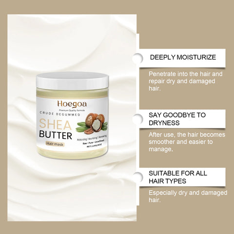 Hoegoa Shea Butter Moisturizing Nourishing Hydration Hair Mask Smooth Revitalizing Repair Dry Deep Conditioning Hair Treatment