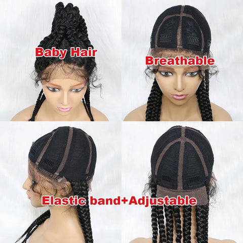 Braided Lace Front Wigs 360 Synthetic Wig 24inches Box Wig Braids African Braiding Hair With Baby Hair Ponytail hair