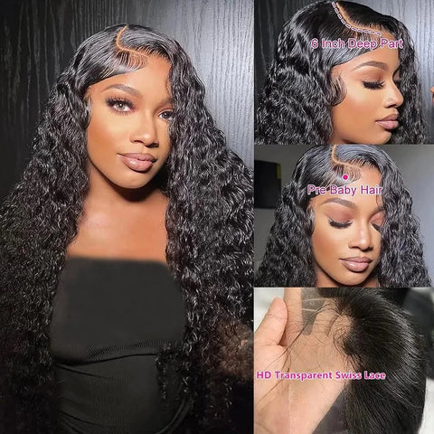 30 40 Inch Curly Human Hair Wig 13x6 Hd Lace Frontal Wig 13x4 Deep Wave Frontal Wig Water Wave Lace Front Wigs For Black Women