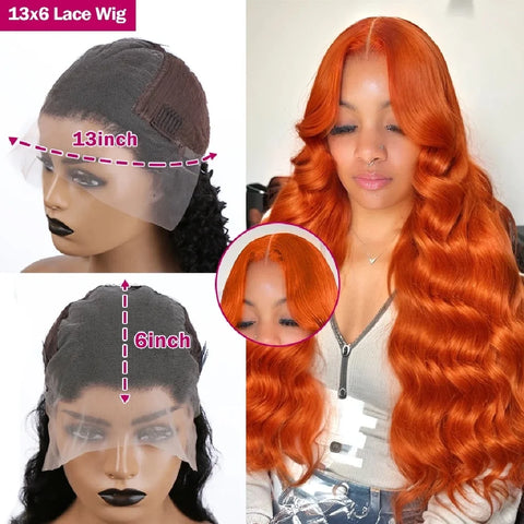 30 32 Inch Highlight 13x6 HD Lace Front Wigs Human Hair Ginger Orange 1B/350 Wet And Wavy 13x5 Body Wave Ombre Wig For Women