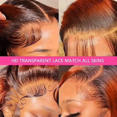 30 32 Inch Highlight 13x6 HD Lace Front Wigs Human Hair Ginger Orange 1B/350 Wet And Wavy 13x5 Body Wave Ombre Wig For Women