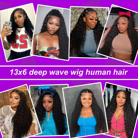 250 Density 13X6 HD Lace Frontal Curly Wigs Human Hair 30 40 Inch Loose Deep Wave 13X5 Transparent Lace Front Wet And Wavy Wig