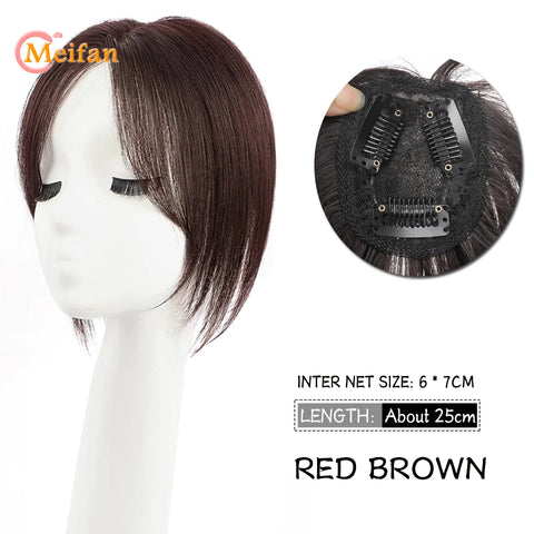 MEIFAN Synthetic Middle Part Topper Hairpiece with Bangs Clip-In Bangs Extension Natural Invisible Clourse Hairpiece for Women