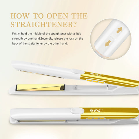 RUCHA Mirror Titanium Plate Hair Flat Iron with Plasma Keratin Treatment for Frizzy Hair Recovers the Damaged Hair Straightener