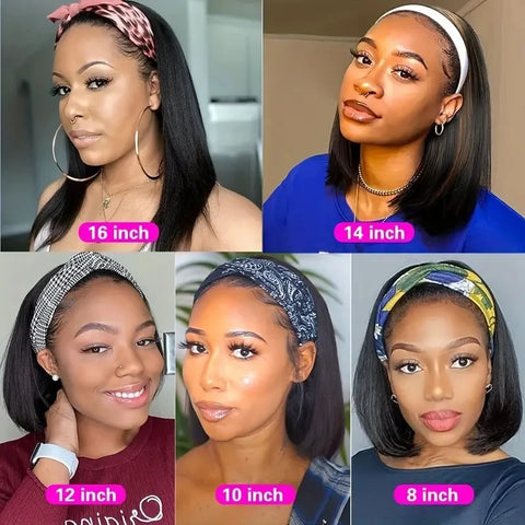 Aircabin Straight Bob Headband Wig 100% Human Hair Short Hairband Wigs For Women Machine Made Bob Wigs Human Hair Head band Wig