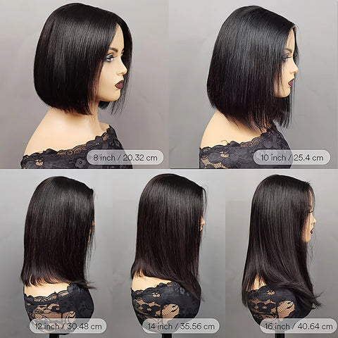 7x6 Glueless Wear and Go Wigs for Beginners Lace Front Wigs for Black Women Human Hair Short Straight Bob Human Hair Wigs